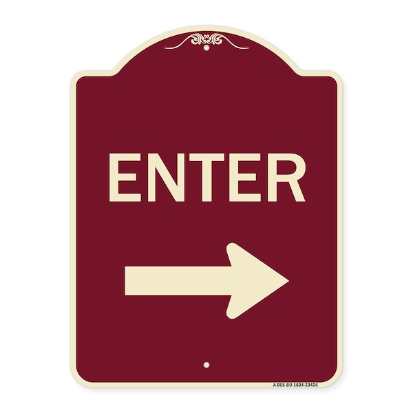 Parking Lot Enter Right Arrow Heavy-Gauge Aluminum Architectural Sign, 24" x 18", BU-1824-23426